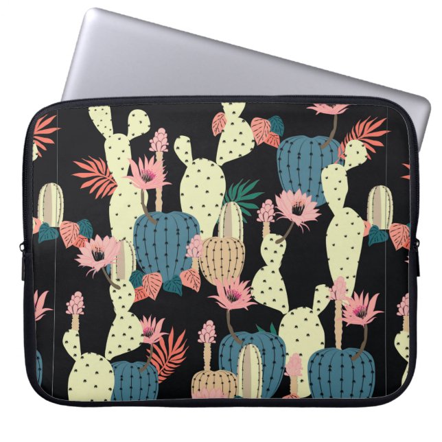 Capa Para Notebook Desenho manual Cactus Plant e Flores (Frente)
