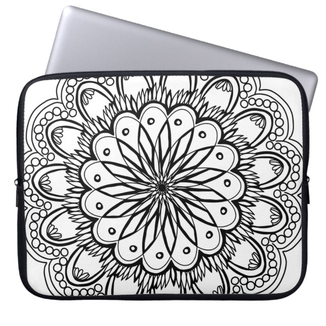 Capa Para Notebook Desenho manual das flores de mandala (Frente)