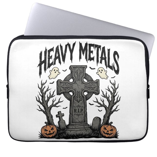 Capa Para Notebook Desenho Vetorial Cemitério de Halloween de Metais  (Frente)