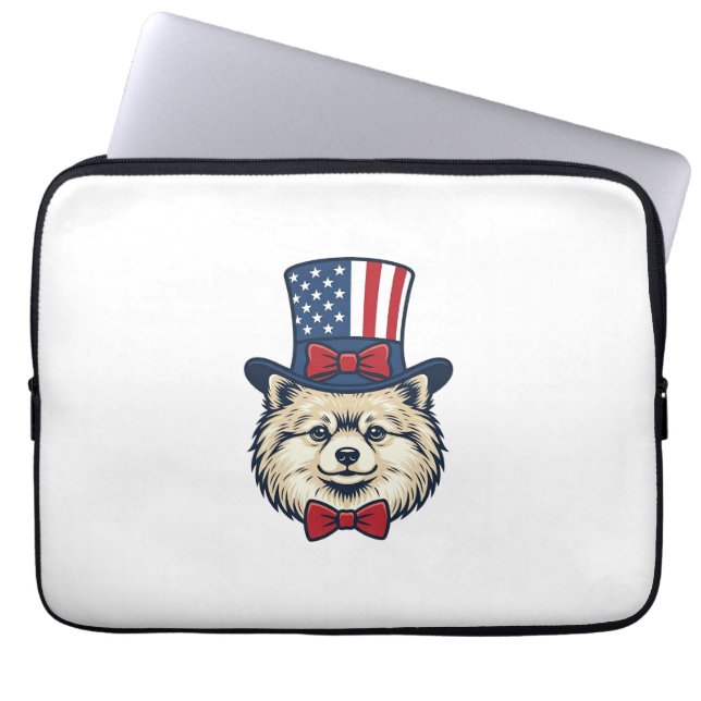 Capa Para Notebook Desenho Vetorial de Cabeça de Cachorro Patriota co (Frente)