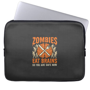 Capa Para Notebook Desenho Vetorial de Zumbi Engraçado Comendo Cérebr