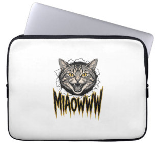 Capa Para Notebook Desenho Vetorial Gato Bravo Gravado Vintage MIAOWW