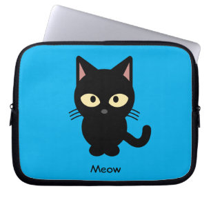 Capa Para Notebook Desenhos animados bonitos do meow do gato preto