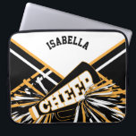 Capa Para Notebook Design Cheerleader branco, preto e Dourado<br><div class="desc">🥇 UM DESIGN DE ARTE DE DIREITOS AUTORAIS ORIGINAL, DE Donna Siegrist, DISPONÍVEL SOMENTE NO ZAZZLE! Capa branca, Cheerleader preto e ouro para o laptop do Design. Precisa de outra(s) cor(es), entre em contato. ✔ NOTA: APENAS MUDE AS ÁREAS MODELO NECESSÁRIAS! 😀 Se necessário, você pode remover o texto e...</div>