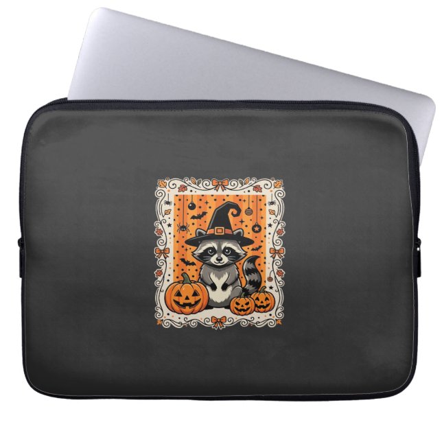 Capa Para Notebook Design de Abóbora de Halloween de Guaxinim Assusta (Frente)