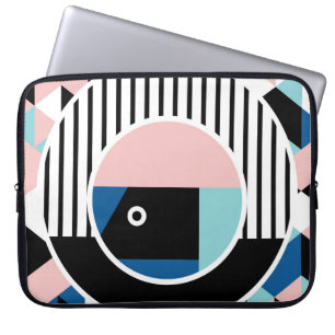 Capa Para Notebook Design de abstrato de Memphis. Marca geométrica fa