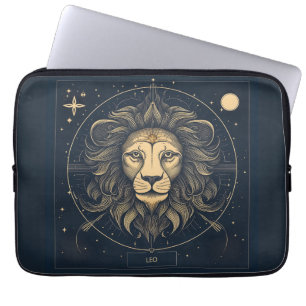 Capa Para Notebook Design de Astrologia do Zodíaco do Leão Dourado