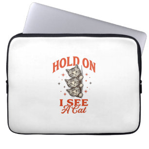 Capa Para Notebook Design de Camisa Vintage Divertido Gato Segure-se