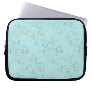 Capa Para Notebook Design de Deco de Arte Teal e Dourada, Padrão
