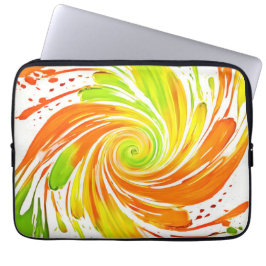 Capa Para Notebook Design de espiral verde e laranja