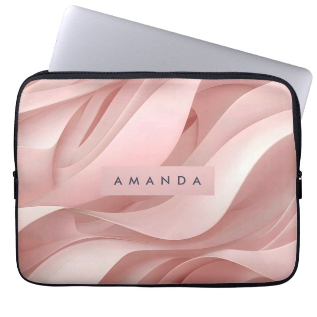Capa Para Notebook Design de Fluxo Abstrato Rosa Bege Macio Personali (Frente)
