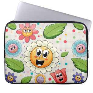 Capa Para Notebook Design de fundo sem costura com flores coloridas