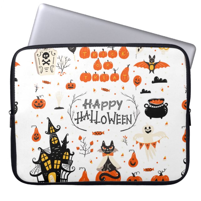 Capa Para Notebook Design de Halloween. Clipes de Halloween com (Frente)