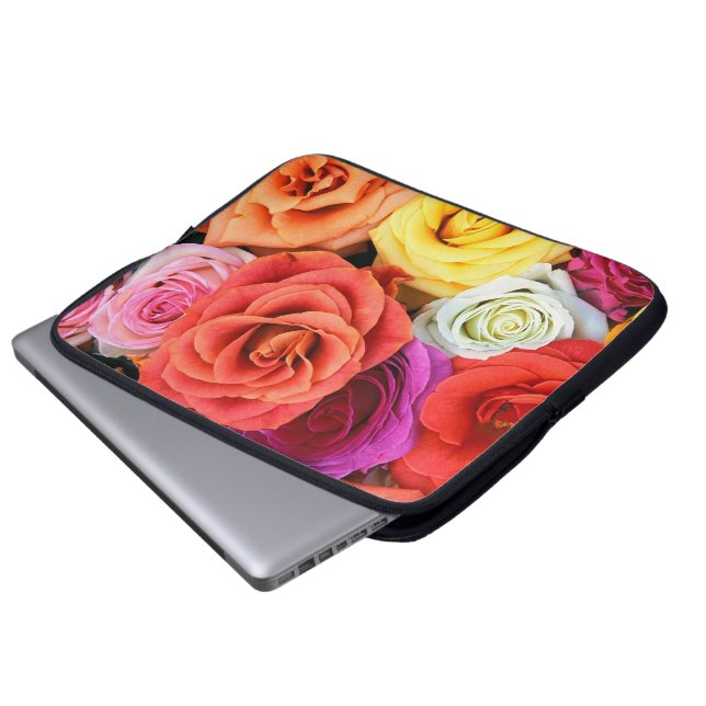 Capa Para Notebook Design de Ilustração de Rosa de Multicores (Frente Inferior)