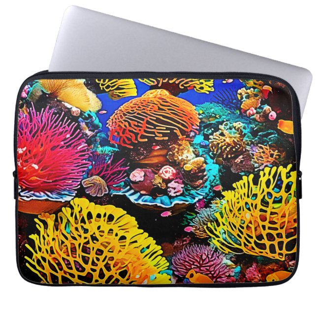 Capa Para Notebook Design de Jardim Tropical de Coral Vibrante (Frente)