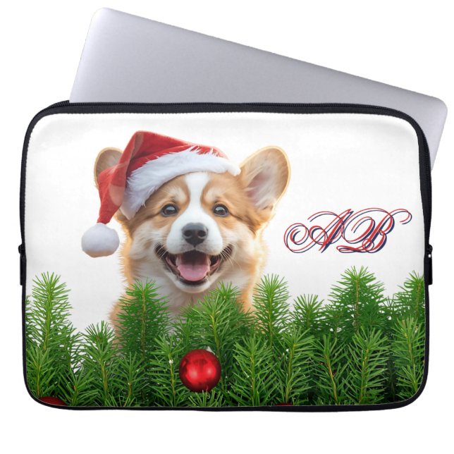 Capa Para Notebook Design de Laptop Natalino Corgi Santa Paws (Frente)