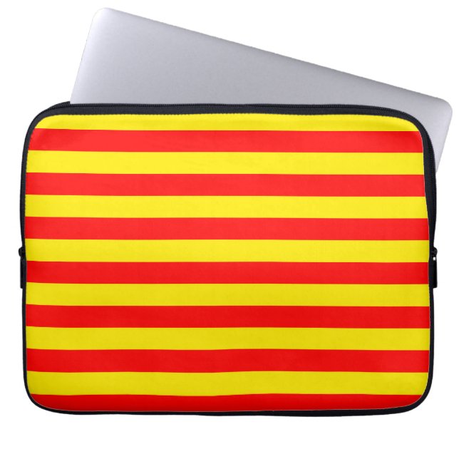 Capa Para Notebook Design de Listras Vermelhas e Amarelas (Frente)