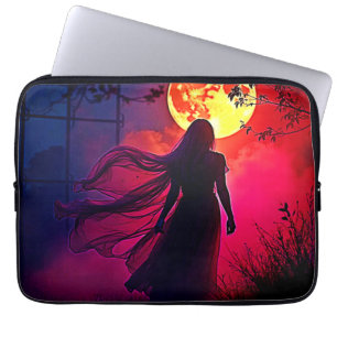 Capa Para Notebook Design de Mistério da Mulher Sombra Vermelha