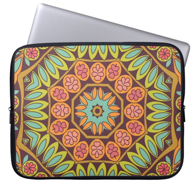 Capa Para Notebook Design de ornamento floral abstrato brilhante. (Frente)