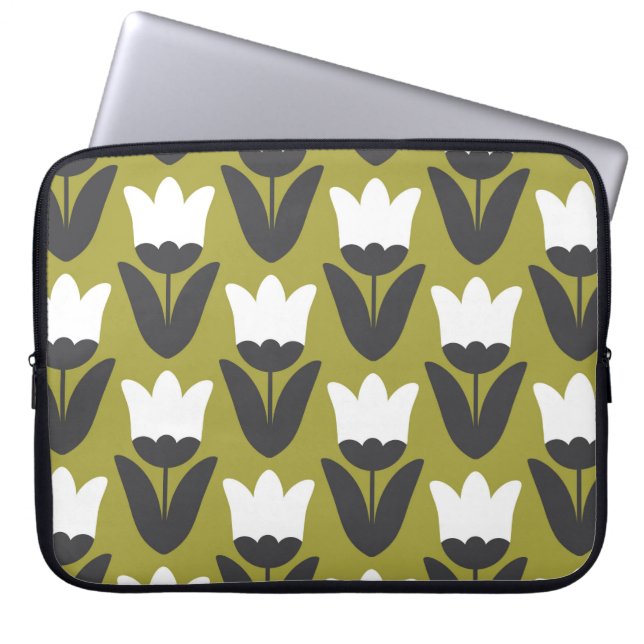 Capa Para Notebook Design de padrão uniforme floral. Estilo escandina (Frente)
