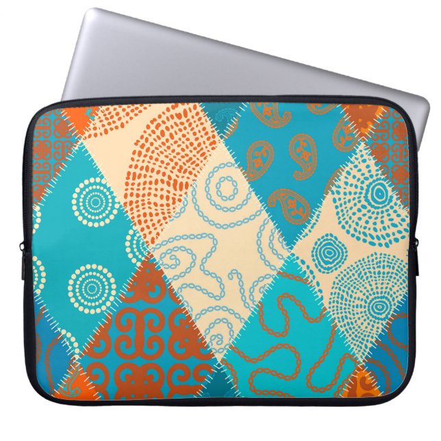 Capa Para Notebook Design de pintura sem costura indiana. (Frente)