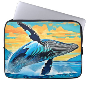 Capa Para Notebook Design de Salto de Baleia Jubarte em Liberdade no