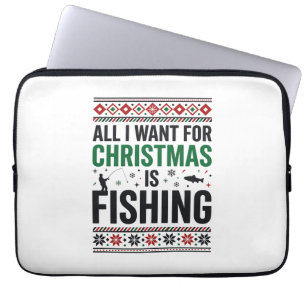 Capa Para Notebook Design de Suéter Feio de Pesca de Natal