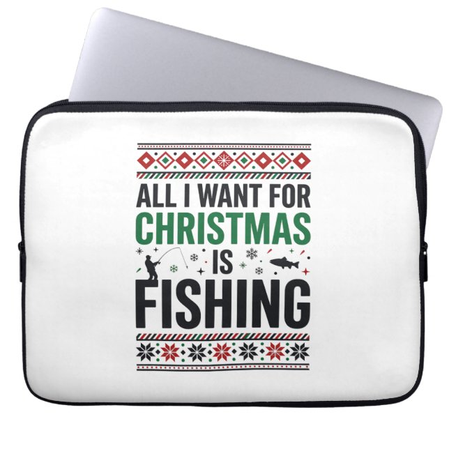 Capa Para Notebook Design de Suéter Feio de Pesca de Natal (Frente)