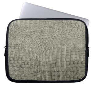 Capa Para Notebook Design de Textura de Couro Crocodilo Castanho Escu