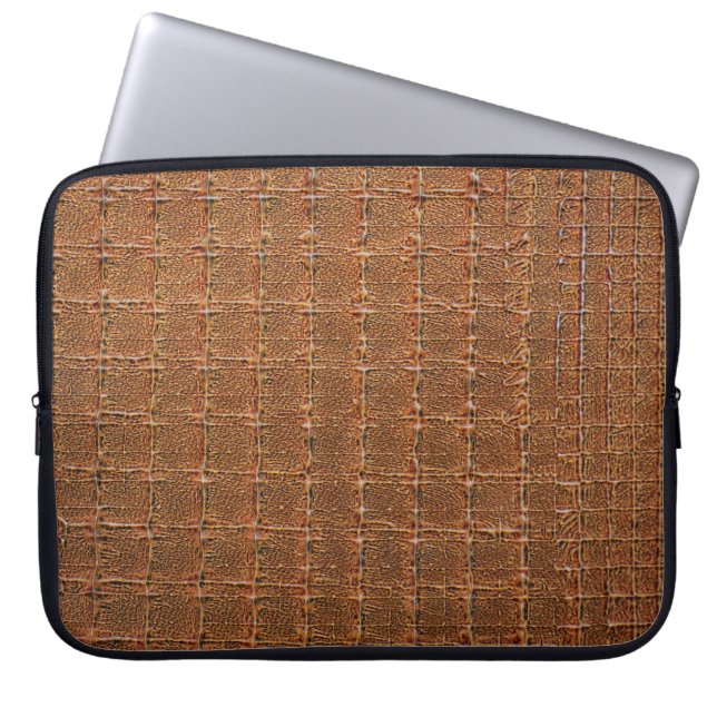 Capa Para Notebook Design de Textura de Couro Crocodilo Castanho Escu (Frente)