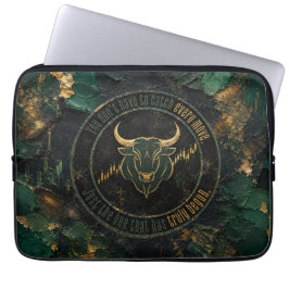 Capa Para Notebook Design de Touro Grunge com Pintura Verde Escura