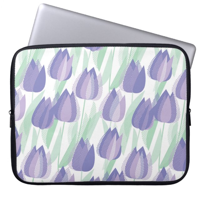Capa Para Notebook Design de Tulipas: floral violeta pálido. (Frente)
