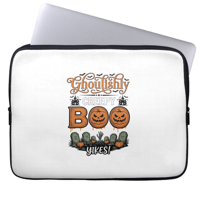 Capa Para Notebook Design de Vetor Assustador Fofo de Pequeno Boo Yah (Frente)