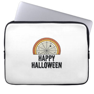 Capa Para Notebook Design de Vetor de Teia de Aranha Feliz Halloween 