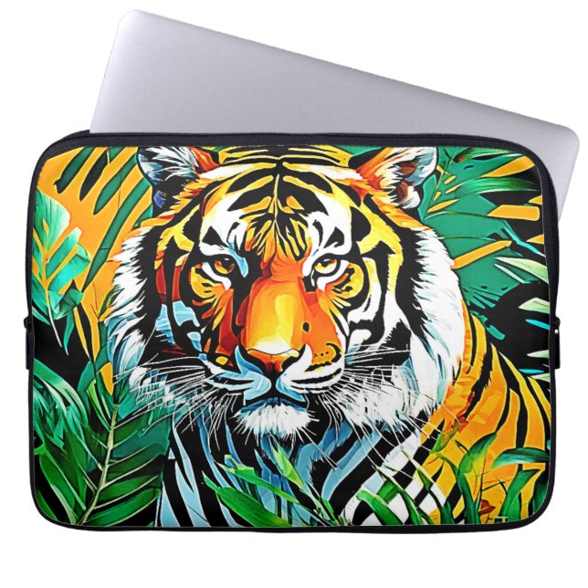 Capa Para Notebook Design do Tigre da Selva Tropical (Frente)