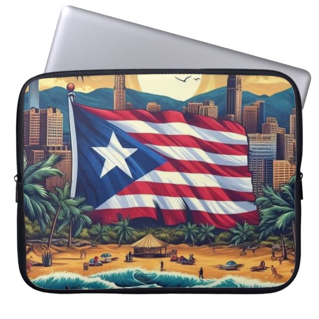 Capa Para Notebook Design e Bandeira de Porto Rico - Na moda (Frente)