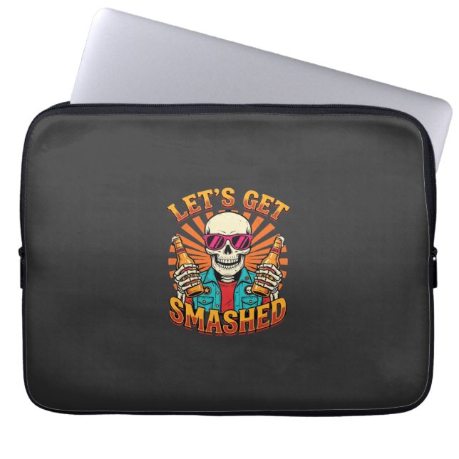 Capa Para Notebook Design engraçado de esqueleto de cerveja quebrada  (Frente)