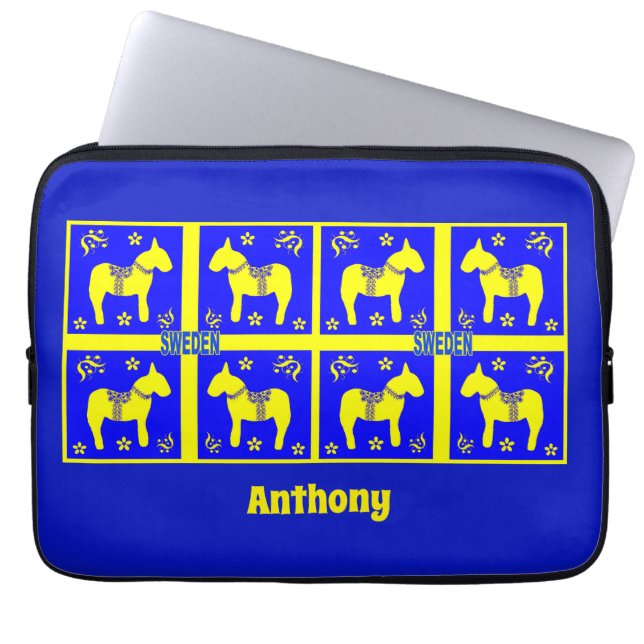 Capa Para Notebook design escandinava, cavalo sueco, personalizar, (Frente)