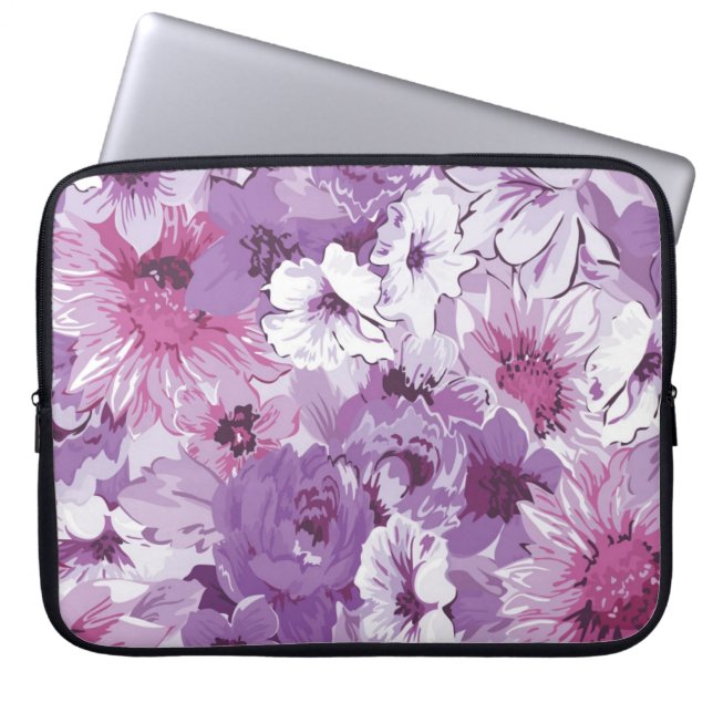 Capa Para Notebook Design floral elegante abstrato do roxo (Frente)