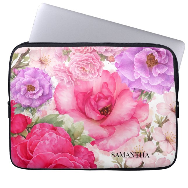 Capa Para Notebook Design Floral Personalizado (Frente)