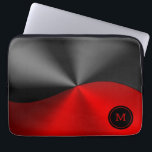 Capa Para Notebook Design geométrica negra e vermelha<br><div class="desc">Simples aparência de aço inoxidável preto e vermelho brilhante. Monograma opcional.</div>