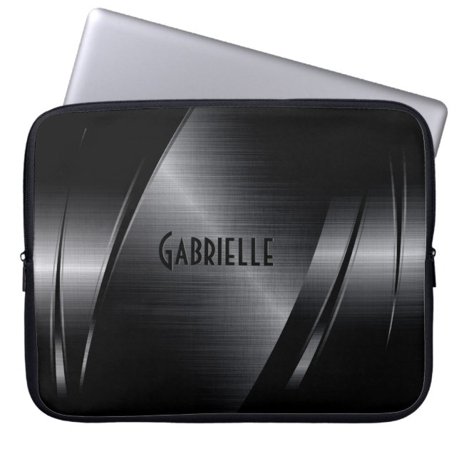 Capa Para Notebook Design Geométrico Metálico Negro (Frente)