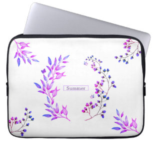 Capa Para Notebook Design original de flores e ramos roxos