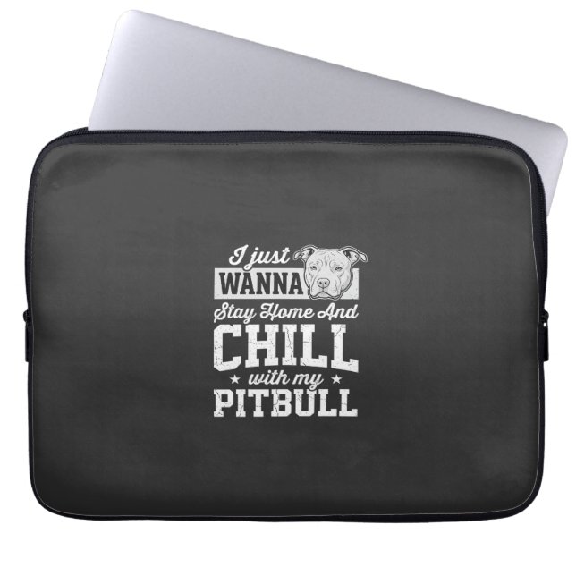 Capa Para Notebook Design Pitbull Fique em Casa e Relaxe (Frente)