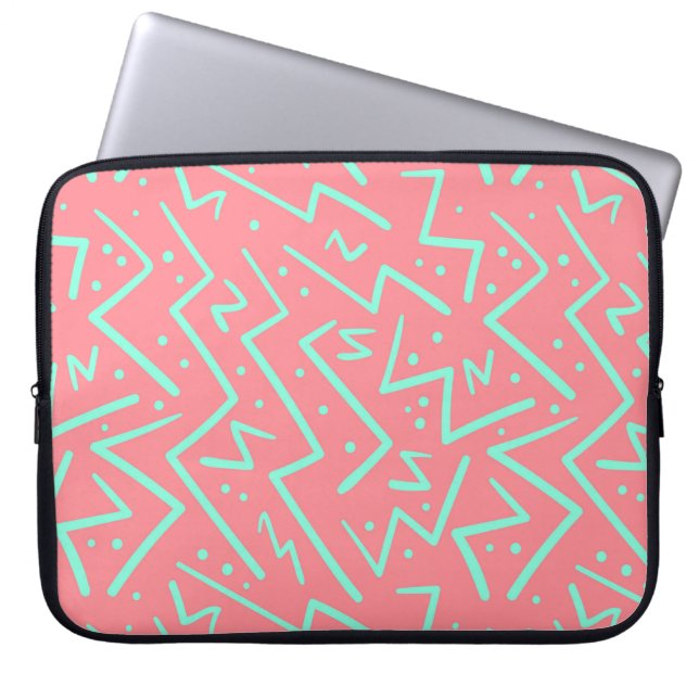 Capa Para Notebook Design Psicodélico Retro Rosa e Verde (Frente)