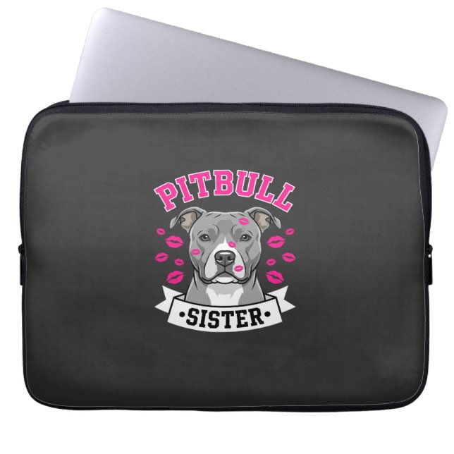 Capa Para Notebook Design Vetorial de Amante de Cachorro Irmã Pitbull (Frente)