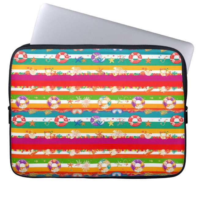 Capa Para Notebook Design vibrante de praia de verão (Frente)