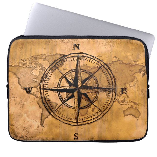 Capa Para Notebook Destinos - Compass Rosa e Mundo (Frente)
