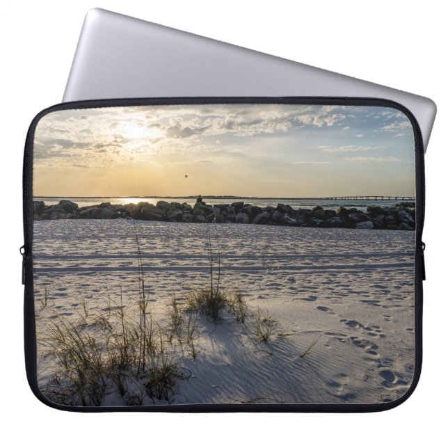 Capa Para Notebook Destruin Beach, Florida, Jetty Sunset Laptop Case (Frente)
