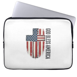 Capa Para Notebook Deus Abençoe a América Design de Cruz Patriótica V